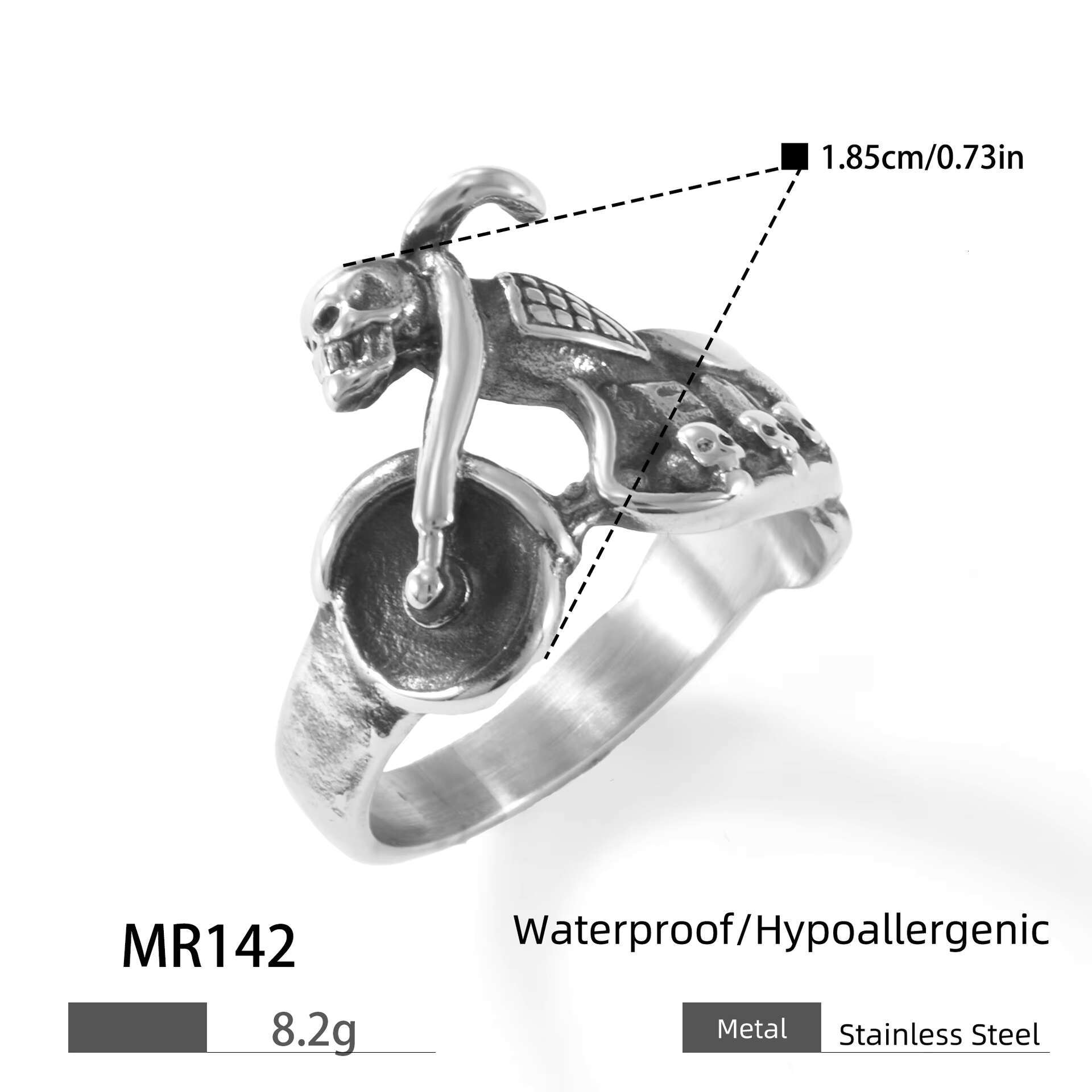 High Quality Stainless Steel Vintage Motorcycle Skull-Textured Rings Non-Fade Hypoallergenic New Arrival for Engagement Party