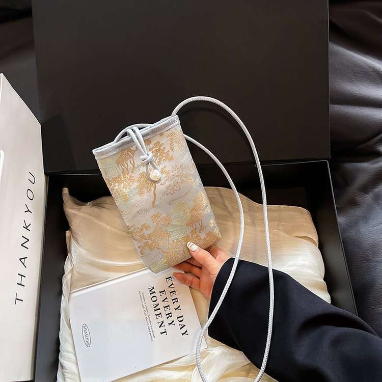 New Chinese Style National Trend Mobile Phone Small Women's Fresh Niche Single Shoulder Crossbody Bag Lightweight Coin Purse