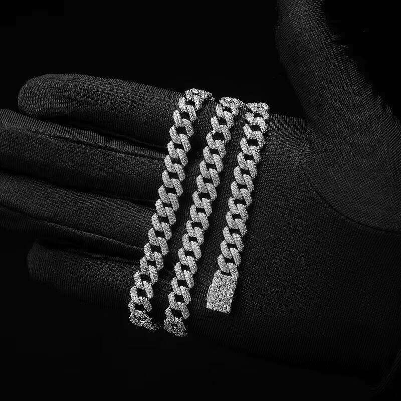 Classic 8mm Punk Rock Link Custom S Sier Man Necklace with Dia Hip Hop Choker Cuban Chain in Rose Gold Main Stone