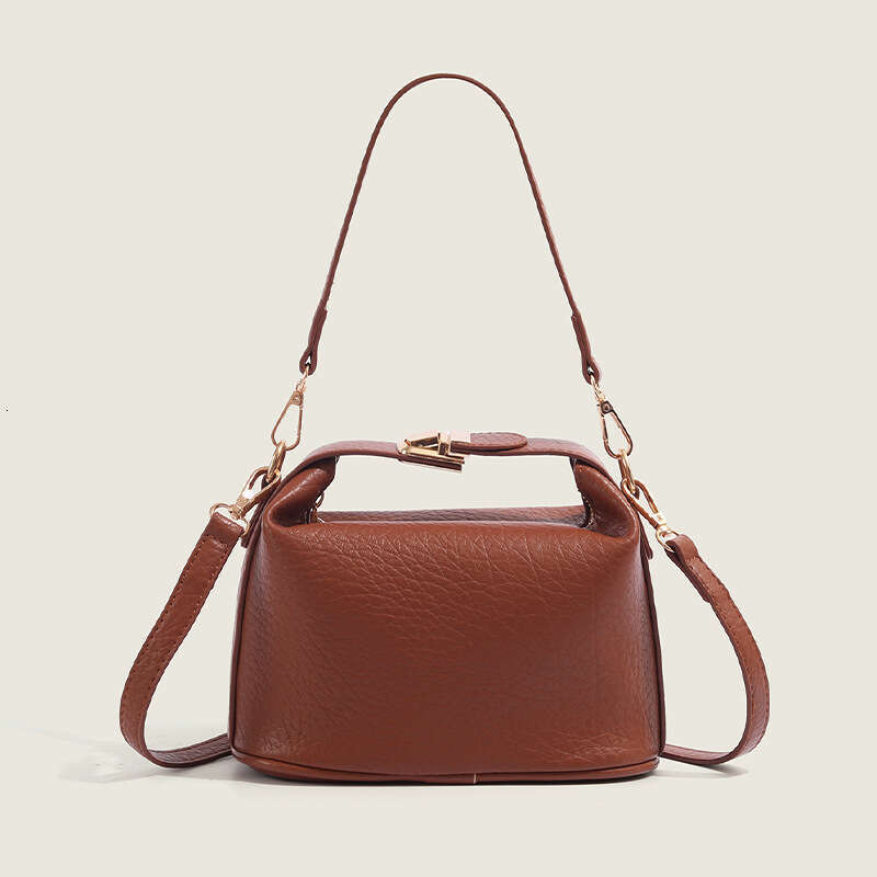 Niche Handbag for Women, Trending Red Brown Handheld High-end Crossbody Lunch Box Bag, 2025 New Casual Fashion Trendy Clothing