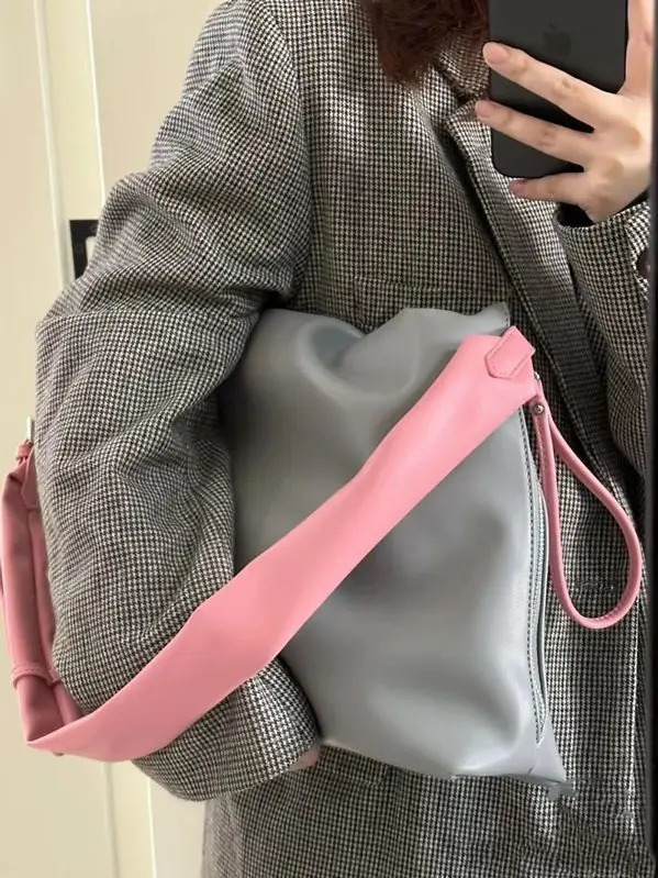 Fashion Soft Leather Shoulder Bag High Quality Solid Color Cotton SOFT Casual WOMEN Zipper Hand Bags for Women 250606