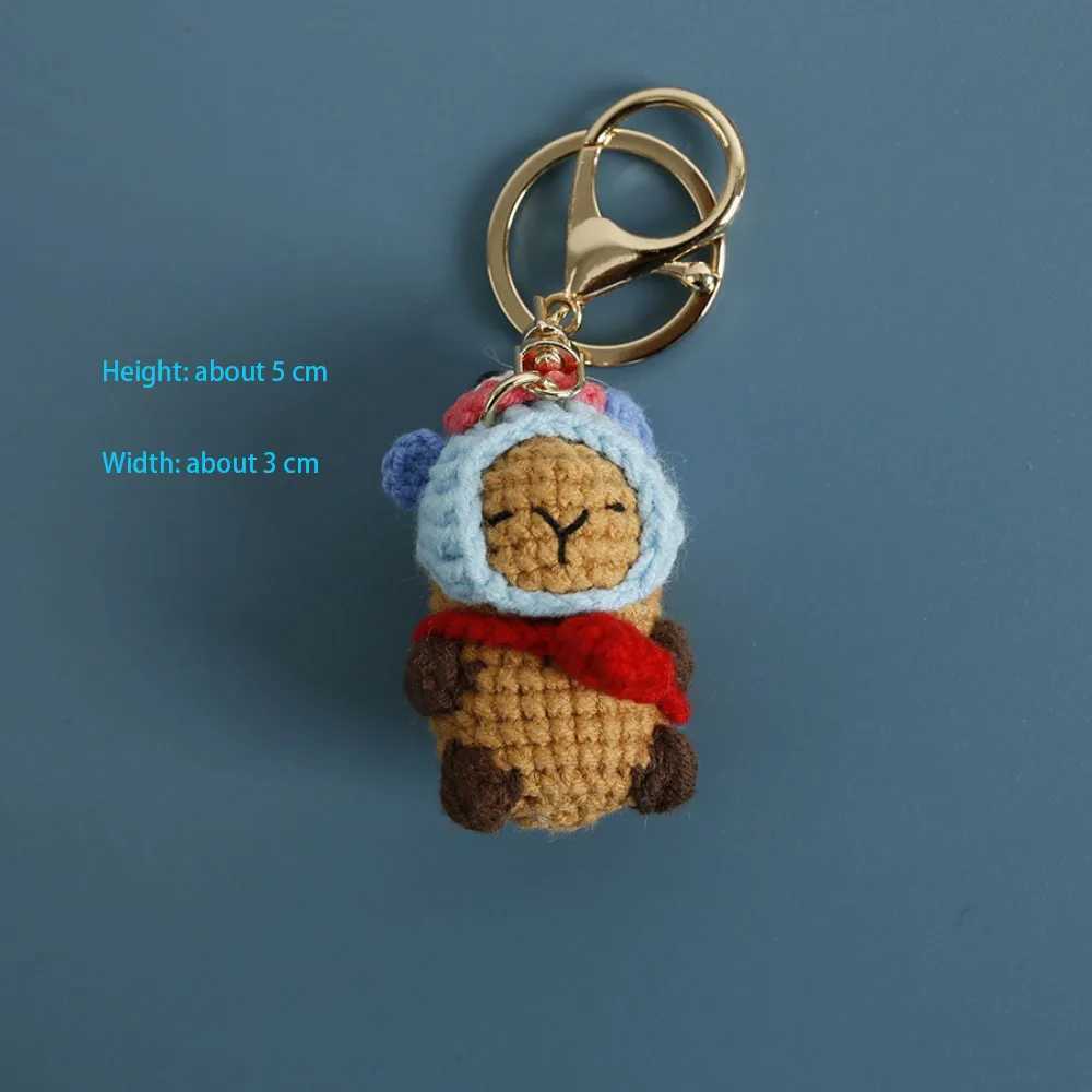 Kids Toys Capybara Doll Keychains Knitted Creative Cartoon Pendant Bag Accessories Crochet Key Ring XJ250607