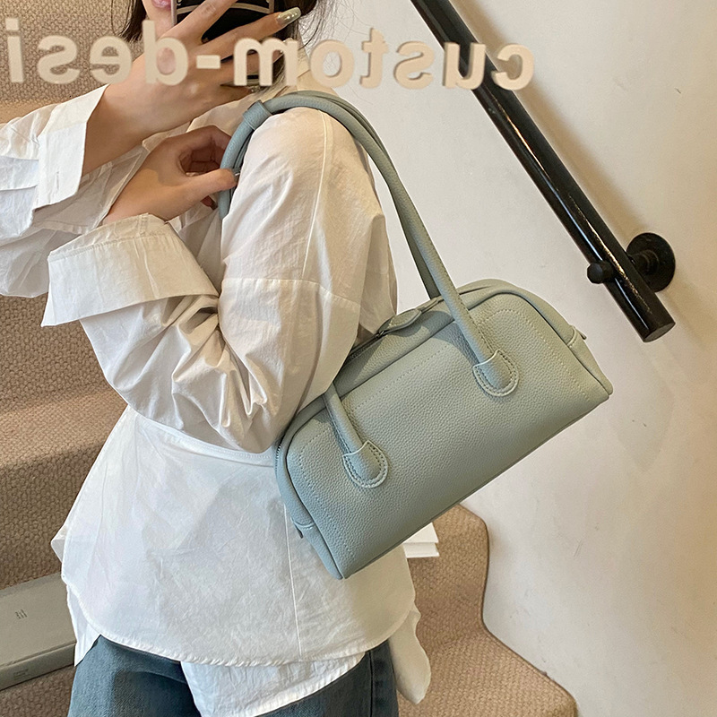 designer Korean Niche Boston Handbag for Women 2025 New High-End Simple Versatile Commuter Shoulder Underarm Bag