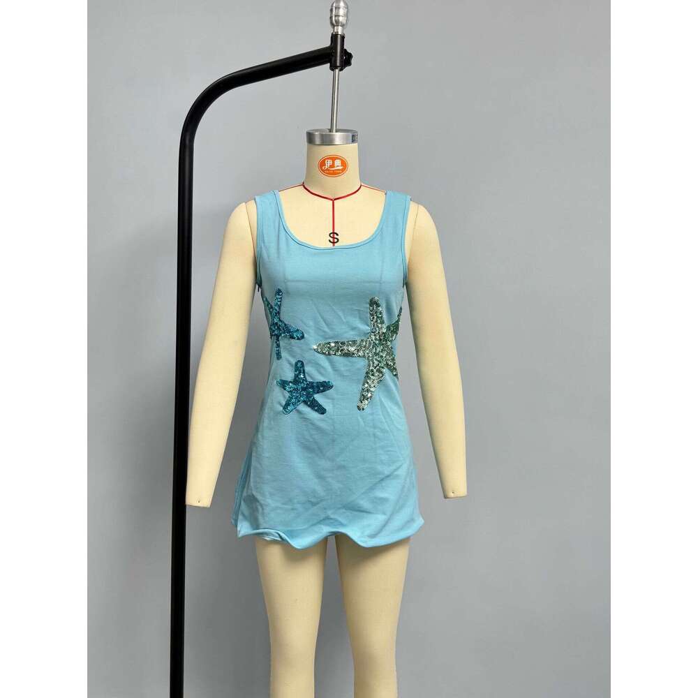 European and American Design Women's 2025 Summer Sequin Embroidered Mini Dress New Casual Fashion Trendy Clothing