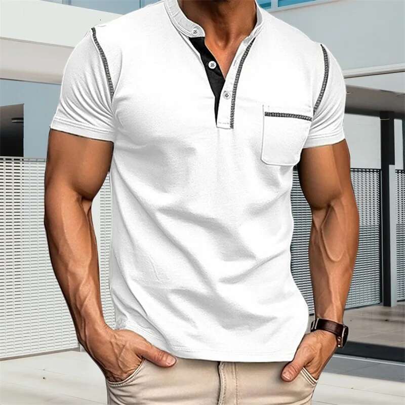 Mens Lightweight V-neck T-shirt Breathable Fit Short Sleeve Casual Tee Soft Comfortable Summer Tops with Pocket