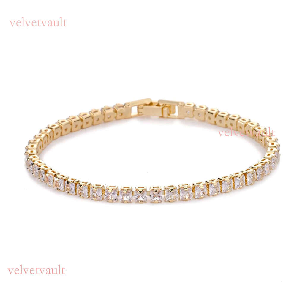 Women's New Gold-Plated Tennis Bracelet with Zircon Sier-Plated Fashion Gift Accessory