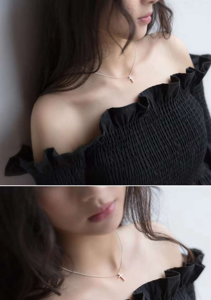 Solid Pure 925 Sterling Silver Cross Fashion Pendant Necklace for Women