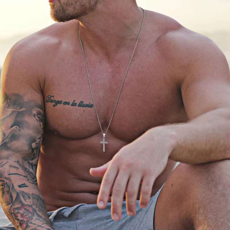 Wholesale Gold Plated Stainless Steel Cross Pendant Necklace for Men Fine Jewelry Gift