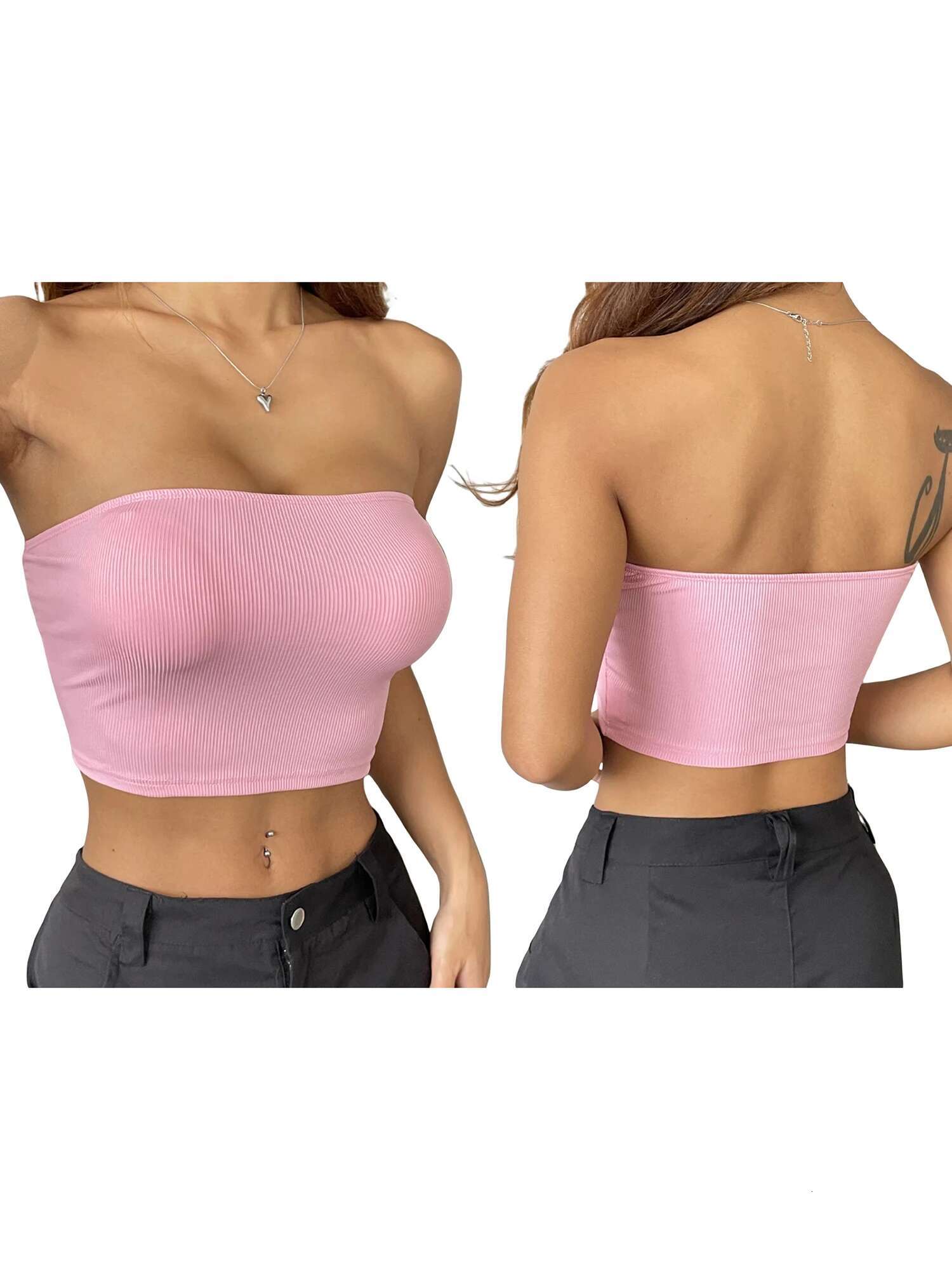 Sexy Off Shoulder Ruffle Crop Top Womens Sleeveless Tube Top for Beach Vacation or Night Out Clubwear Party