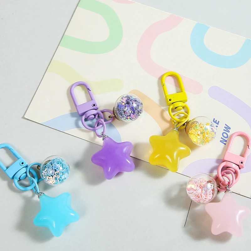 2pcs Metal Keyrings Buckle With Jelly Stars Bottle Pendant Colored Keychain For DIY Jewelry Making Key Accessories Wholesale Z250607