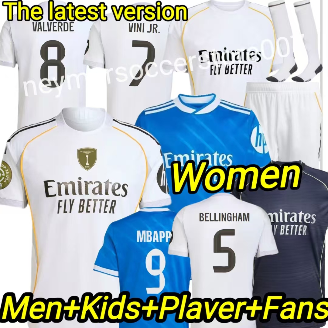 25 26 BELLINGHAM Soccer Jerseys FANS Player RODRGO VINI JR MODRIC RONALDO Football Shirt kids kit 2025 VALVERDE ENDRICCK Arda Guler CAMAVINGA Long
