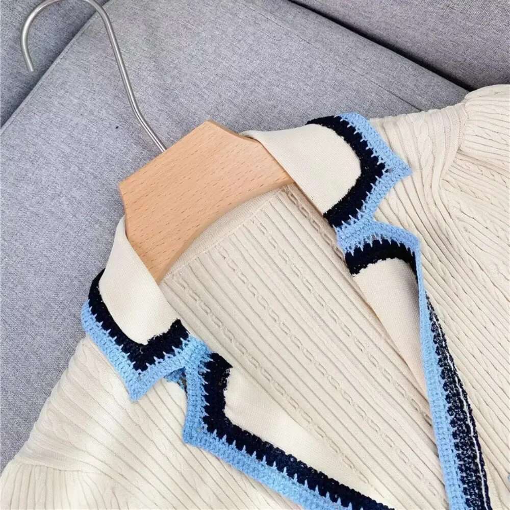 Trendy Style French Paris Fashion Knit Long For Women Classic Minimal Design Embroidery Dress Female Clothing