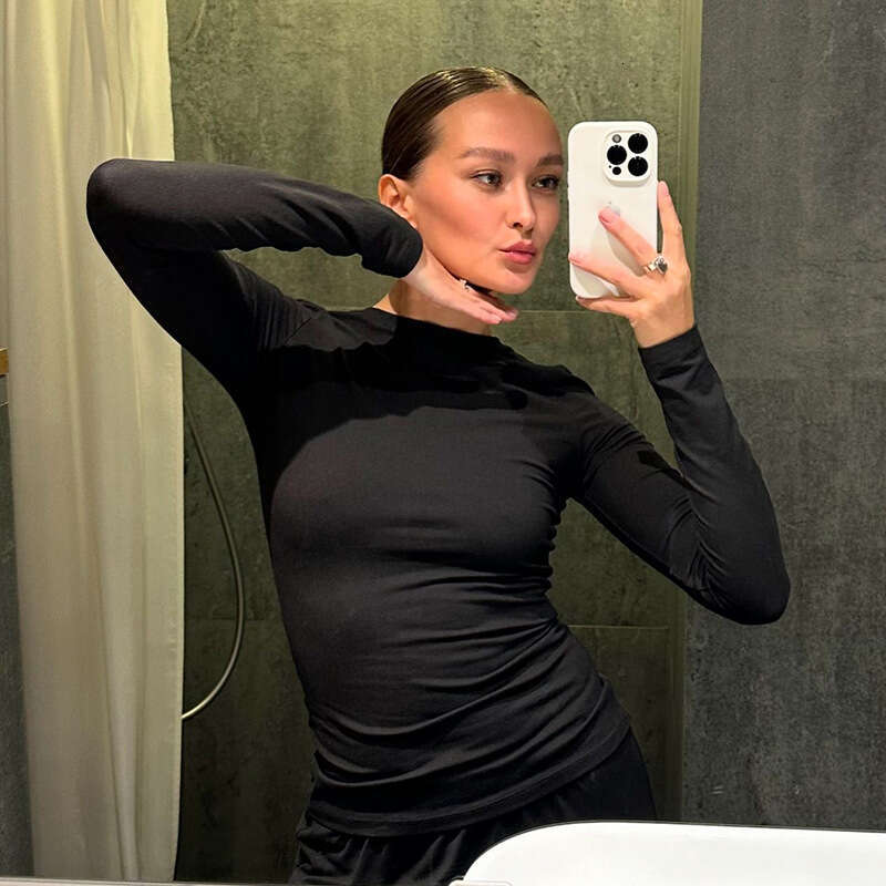 Women's Spring and Autumn Solid Color Round Neck Long Sleeve Basic Wide-leg Pants Set 2025 New Casual Versatile Fashion Clothing