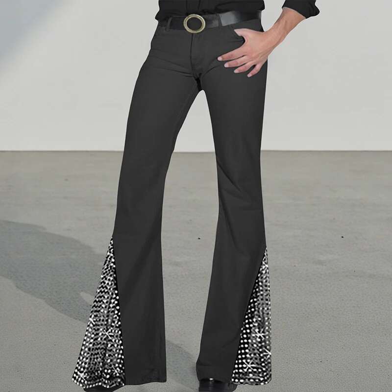 Mens Vintage Sequin Embellished Flare Jeans Retro Bell Bottoms with a Stylish Twist Perfect for Any Occasion and Season