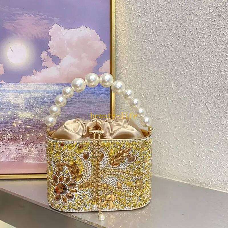 Glittering Banquet For Women Girl Wedding Handbag Purse Chain Strap Shoulder Rhinestones Evening Bag 517D