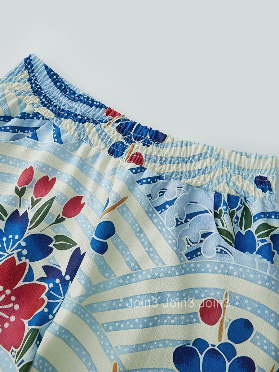 Womens Retro High Waist Floral Print Wide Leg Pants Casual Loose Fit Trousers for Stylish Streetwear Fashion