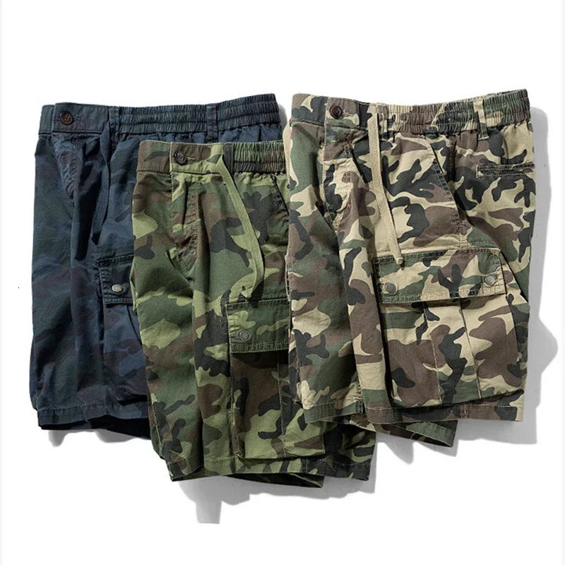 Summer Mens Camouflage Cotton Cargo Shorts Army Casual Tactical Short Outdoor Joggers Shorts Men Multi Pockets Male Drop 250606