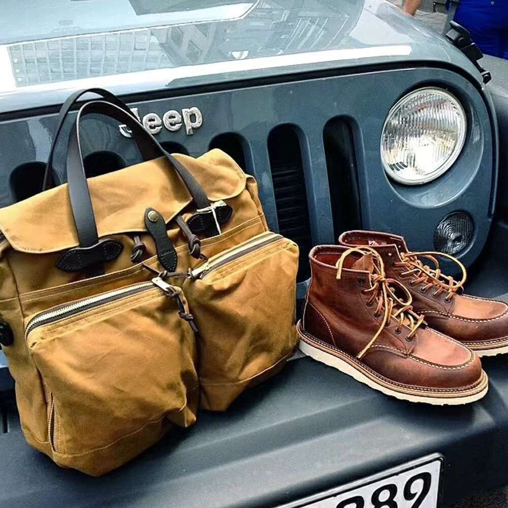Super Quality Tailor Brando Backpack American Retro Oil Wax Canvas Handbag Heavy Waterproof Shoulder Bag with YKK zipper