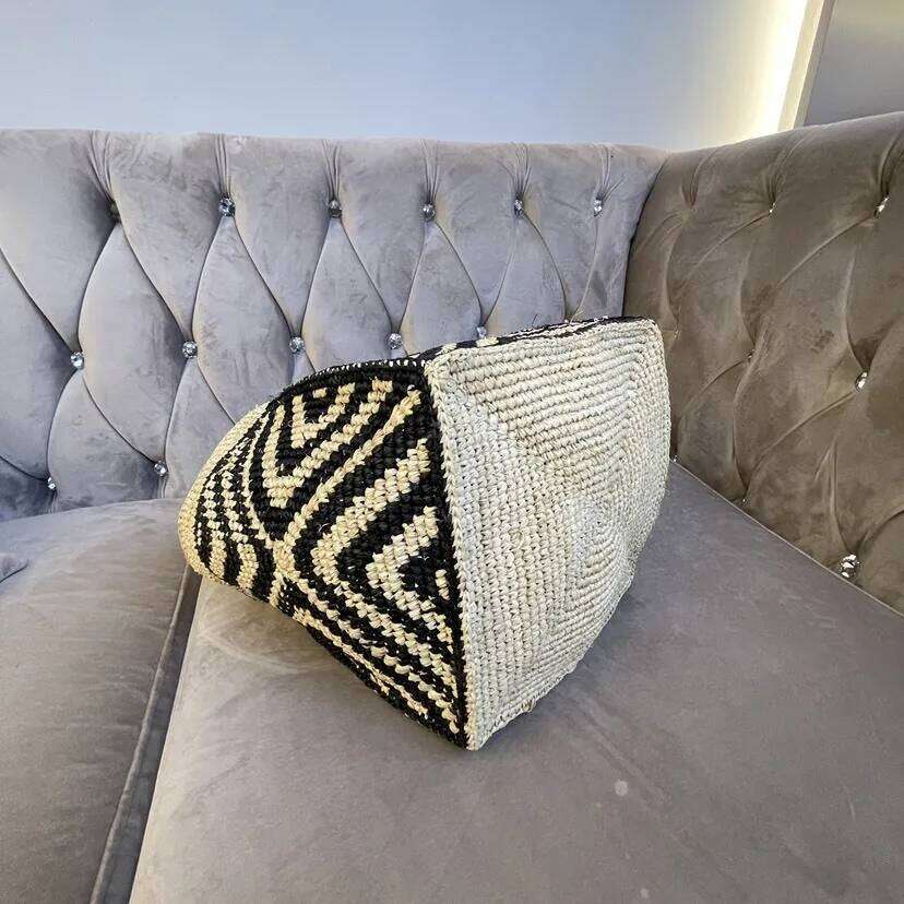 Women Lafite Straw Tote Small Vintage Vacation Shoulder Everything Casual Handbag Designer Hollow Summer Beach Bag