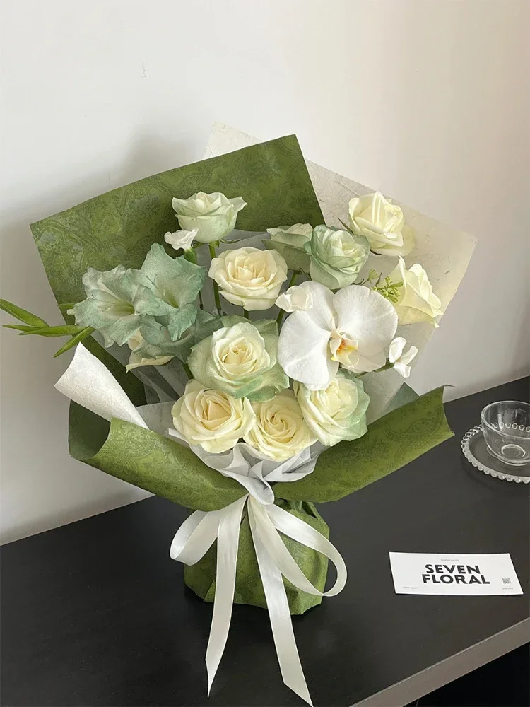 60cmX6Yards Classical Textured Elegant Paper Flower Bouquet Art Wrapping Papers Flower Shop Gift Floral Colorful Packaging Cover 250606