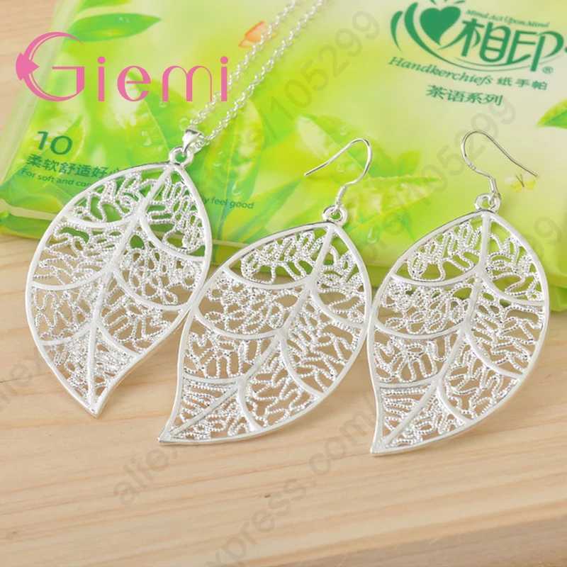 Factory Price AAA 925 Sterling Silver Jewelry Sets Pendant Necklace Leaves Earring Hook And Earring Hook For Women Z250607