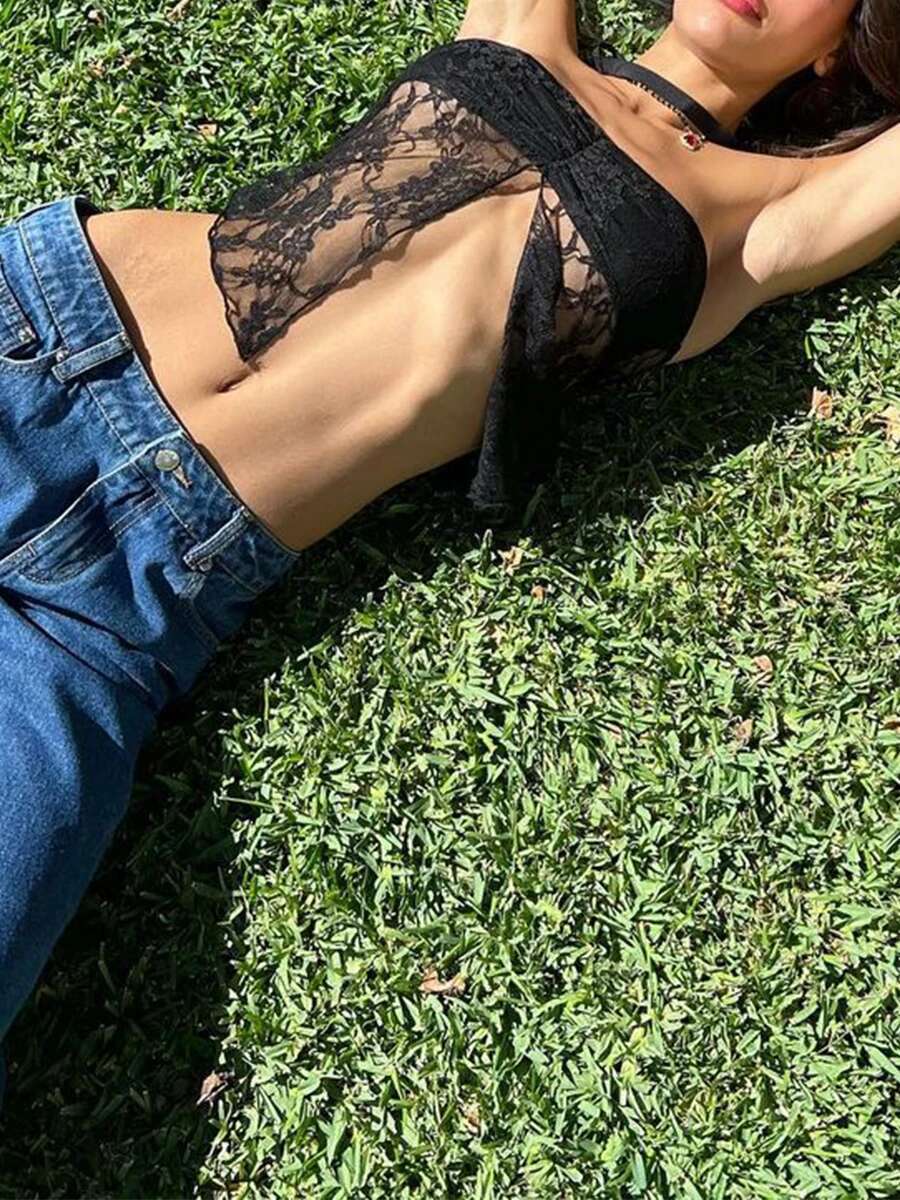Vintage Lace Bandeau Top Womensummer Strapless Cropped Tube Shirt Backless Camisole for Retro Streetwear Fashionistas
