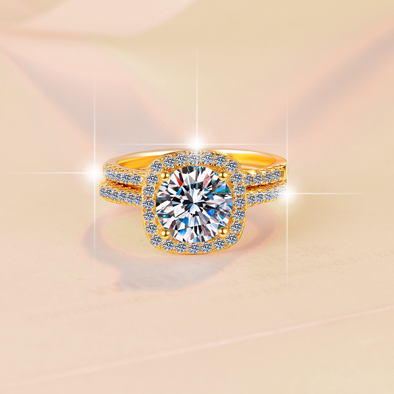 Elegant Moissanite Ring in S925 Sterling Silver, Perfect for Stackable Designs and Engagements, Trendy One-Stone Band, Affordable Luxury, Cross-Border