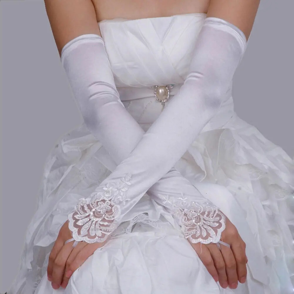 Long Evening Gloves Ladies Satin Lace Gloves Classic Party Decoration Accessories for Opera Evening Party Dance Wedding 250603