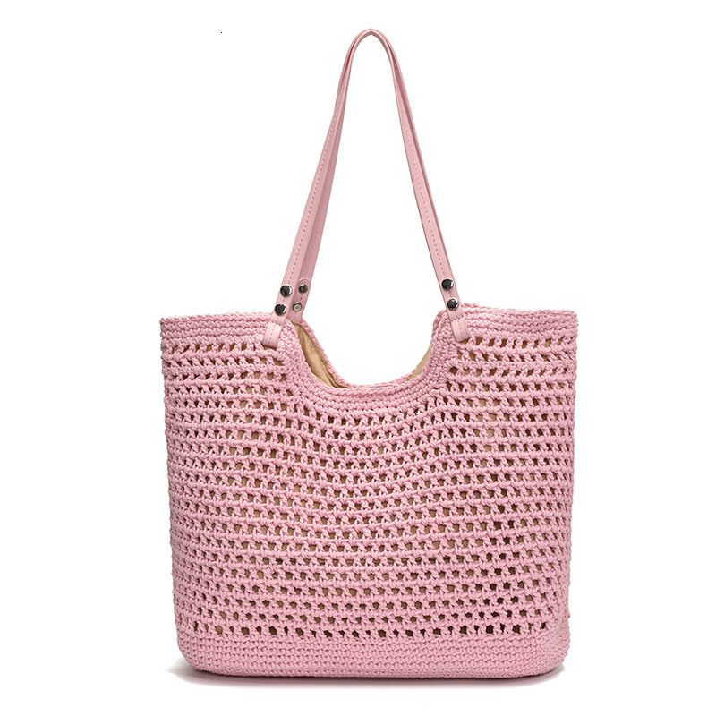 designer Casual Hollow Out Single Shoulder Cotton Woven Bag New Lazy Style Handheld Straw Bag Beach Vacation Beach Bag Women's Bag