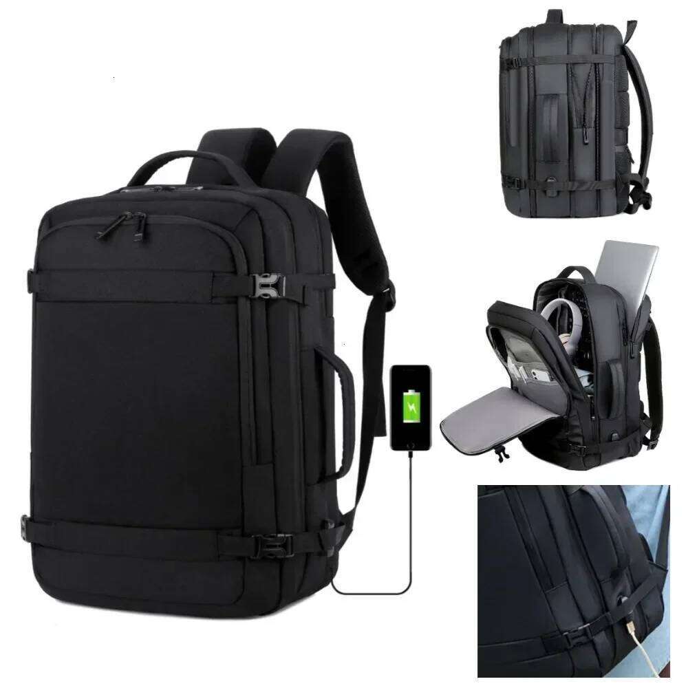40Lexpandable USB Travel Backpack, Flight Approved Carry On Bags For Airplanes,Water Resistant Durable 17-Inch Backpack Men