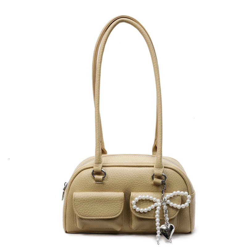 designer Korean Style Niche Design Underarm Boston Bag 2025 New Simple Handheld Bowling Bag Large Capacity Shoulder Bag