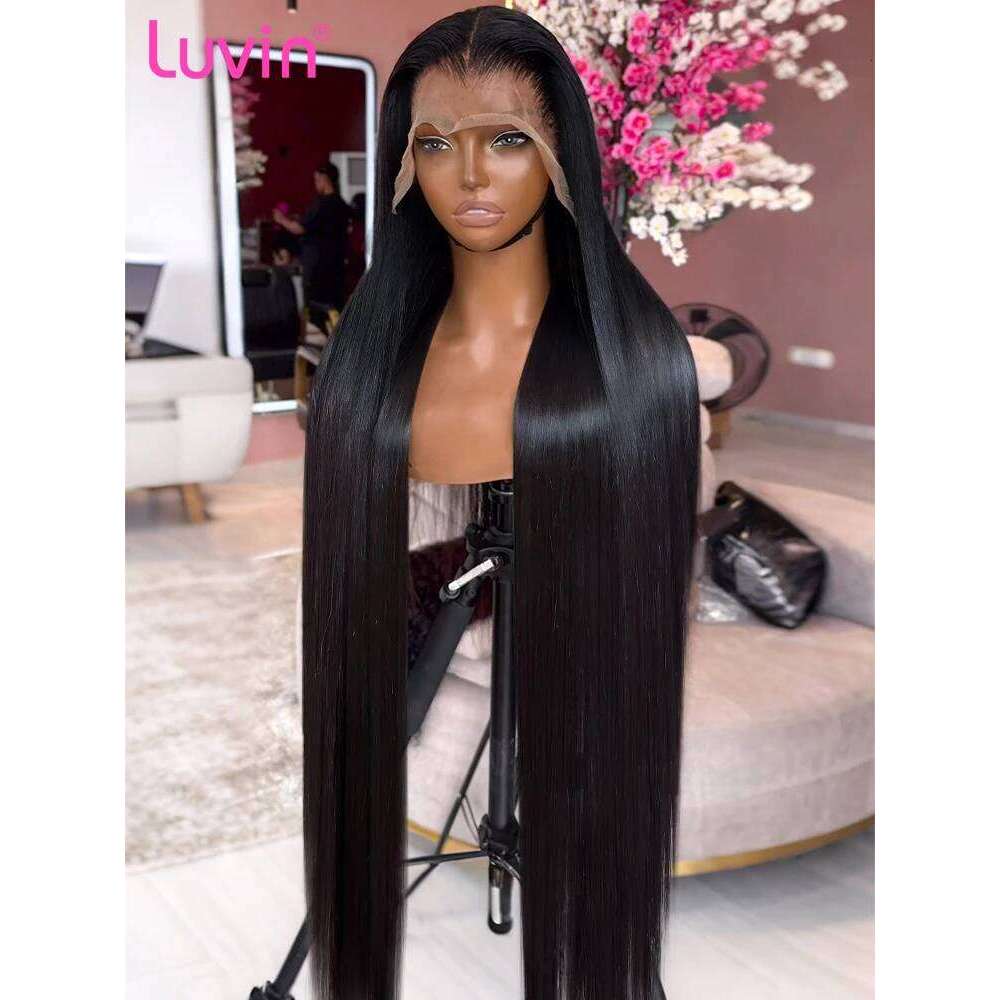 NAMM Luvin 250 300 Density 13x4 13x6 Bone Straight HD Transparent Front Human Hair Wig 30 40 Inch Pre Plucked Lace Frontal Wigs