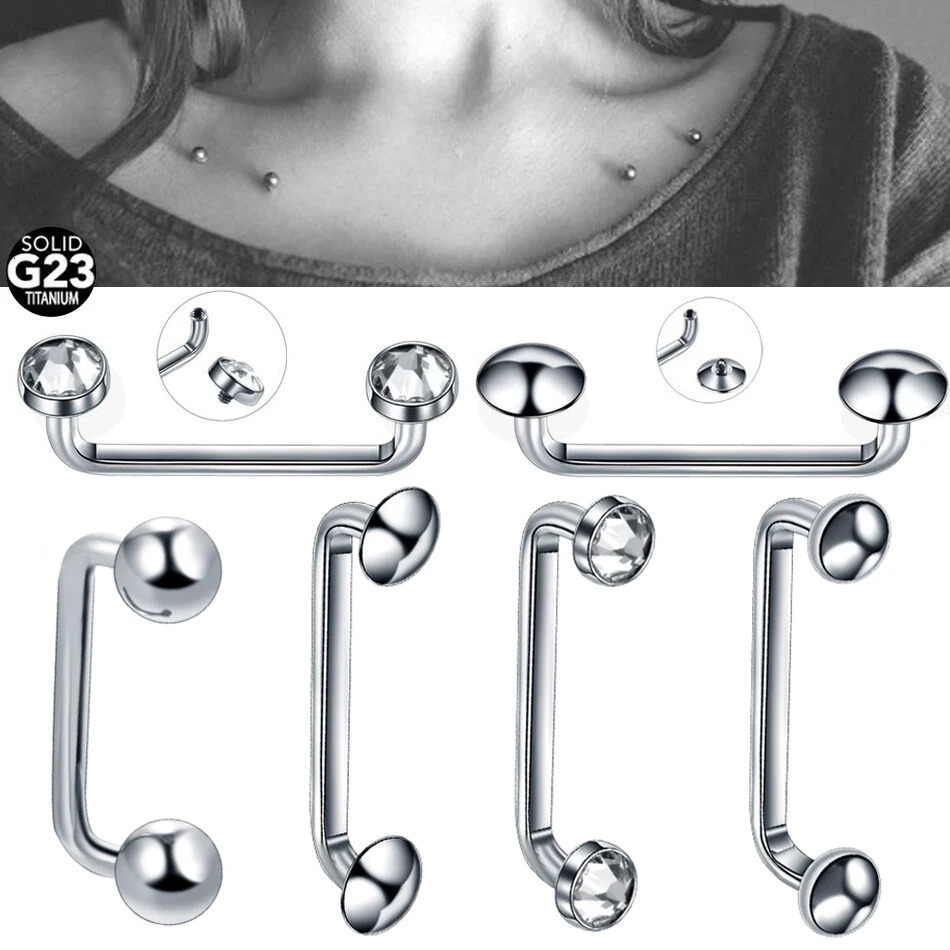 1PC 16G 14G External Internal Thread Surface Bar Industrial Barbell CZ Micro Dermal Anchors Ring Piercings Sexy Jewelry 250606