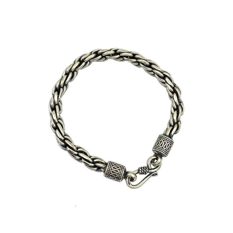 Sterling Sier Men's Punk Rock Style Twisted Braided Unisex Personality Bracelet