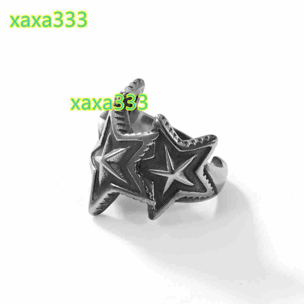 Pentagram Star Ring Retro Trend Ins Fashion Personalized Openings Stainless Steel Punk for Men Women for Wedding Engagement Gift