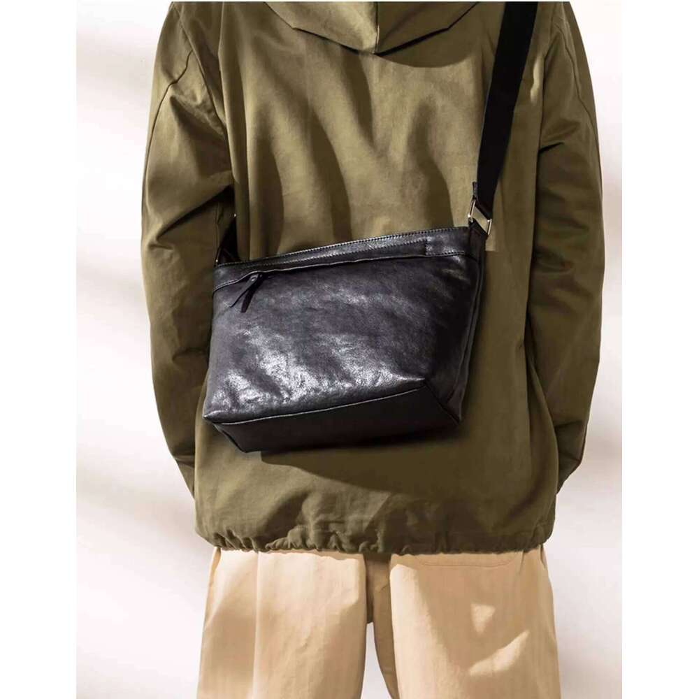 wmnuo New Original Youth Genuine Leather Shoulder Casual Plant Tanned Soft Cowhide Commuting Crossbody Bag Large Capacity