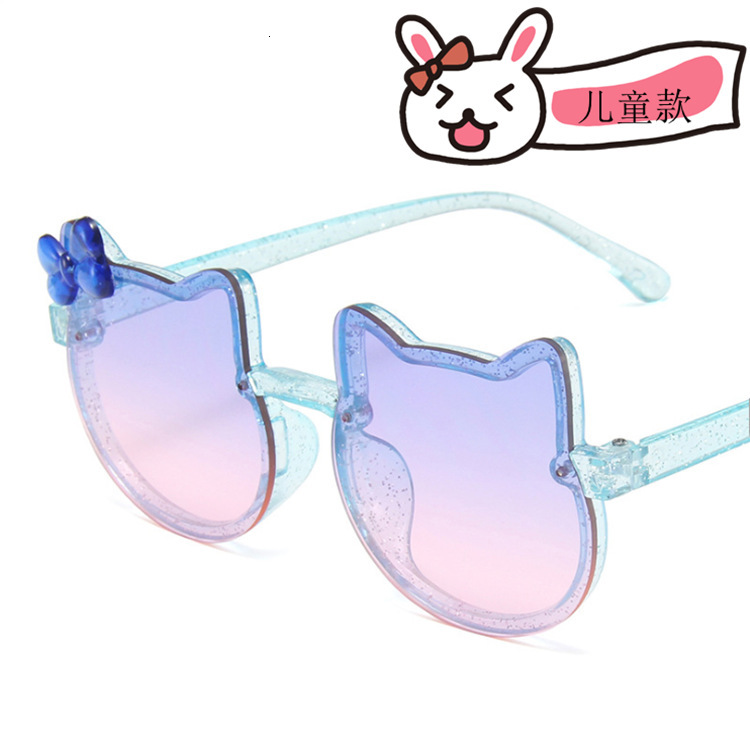New Two-Ear Colorful Bowknot Shiny Children's Sunglasses Fashion Glasses for Boys and Girls