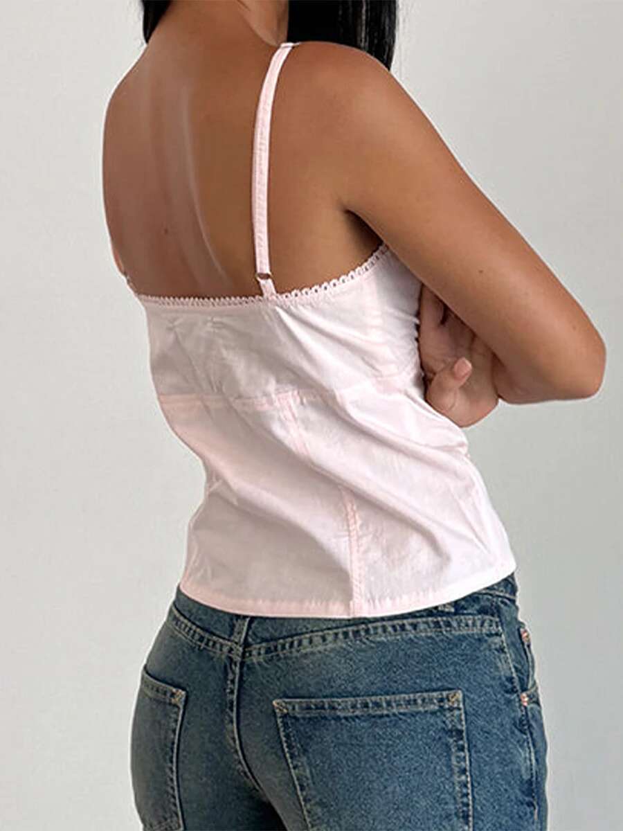 Womens Ruffle Sleeveless Blouse Summer v Neckline Camisole Tank Tops Casual Solid Color Cami Shirt for Ladies