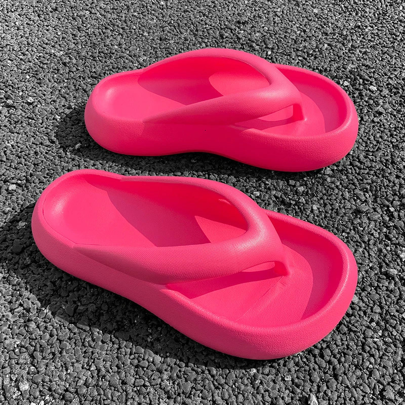 2025 Summer Fashion Platform Flip Flops Women Outdoor Thick Sole Pillow Slippers Woman Candy Color Non Slip EVA Beach Sandals 250605