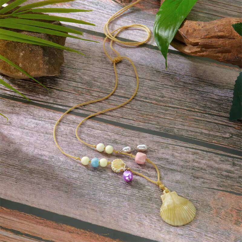 Bohemian Style Ceramic Shell Pendant Pearl Charm Women Girls Summer Beach Creative Y2K Fashion Necklace Jewelry