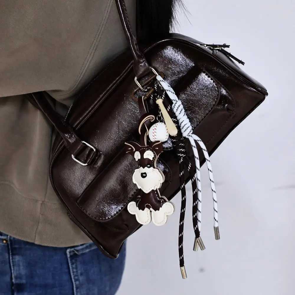 Mini Bear Keychain PU Leather Animals Keyring Hanging Ornament Backpack Handbag Charm Gift For Men Women Korean Bag Charms Y2k XJ250607