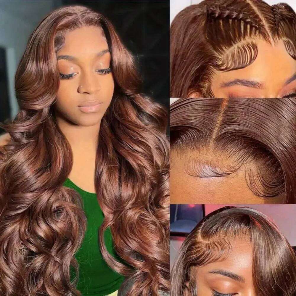 NAMM Chocolate Brown Front Transparent HD 13x6 Lace Frontal Wig 100% Colored Body Wave Human Hair Wigs 4x4 5x5 Preplucked