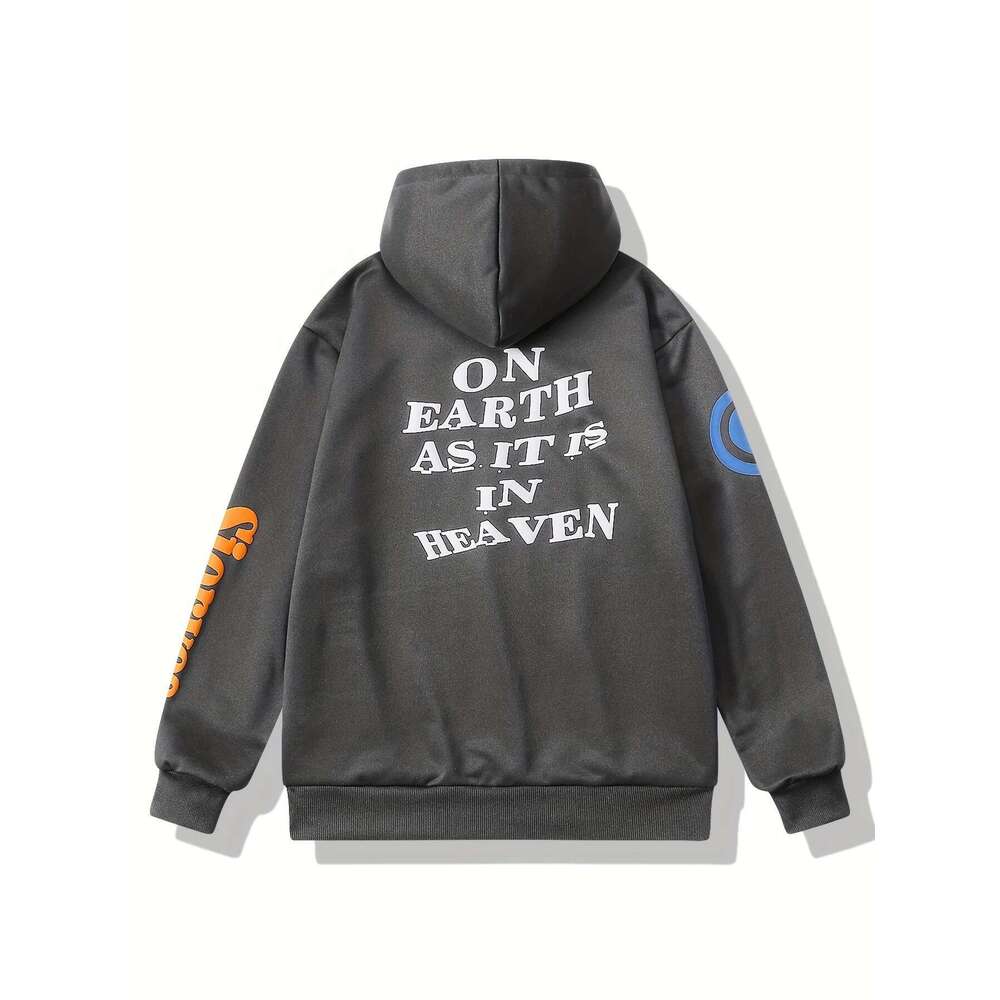2024 Men's Women's Autumn Hooded Dove Pattern Bubble Letters Printed Sweatshirt Long Sleeve And Drawstring Casual Hoodie