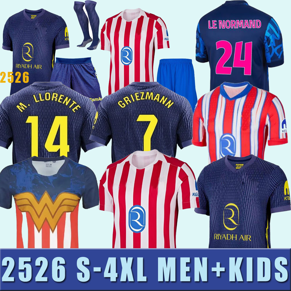2025 2026 S-4XL ATLETICO Soccer Jerseys GRIEZMANN J. ALVAREZ BARRIOS 2024 2025 DE PAUL CORREA MOLINA mADriDs LEMAR football shirt men kids kit sets uniforms
