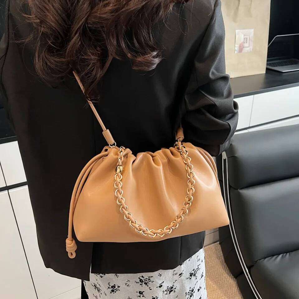 Small Design Women's Soft PU Leather Cloud Hobo Shoulder Crossbody Bag Elegant Dressy Handbag Dumpling Party Clutch Purse