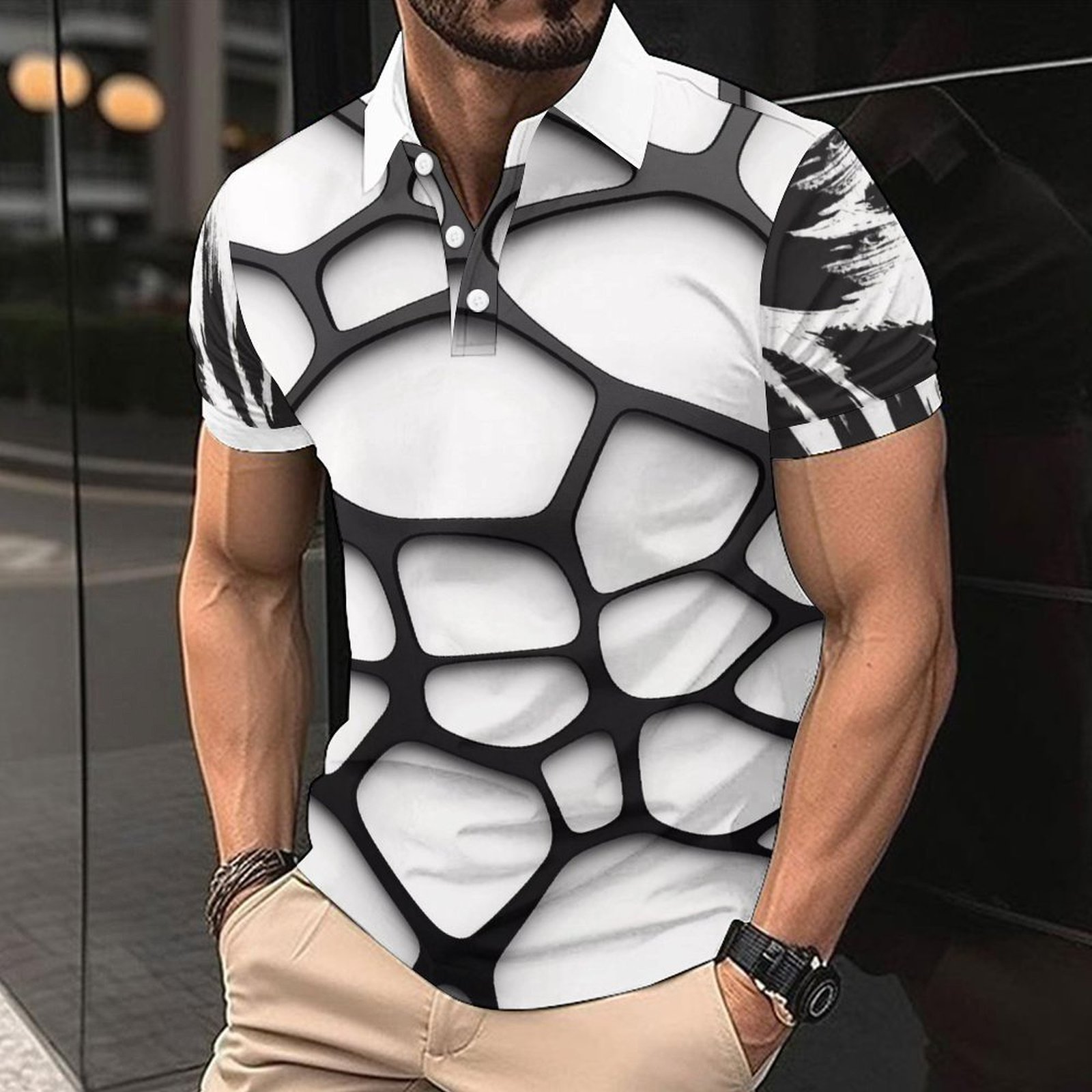 Men's T-Shirt Men's Street Fashion Summer Daily Shirt Hawaiian Whale Shark Cartoon Print Casual Loose Short Sleeve Beach TopEU Sizes: S - 3X