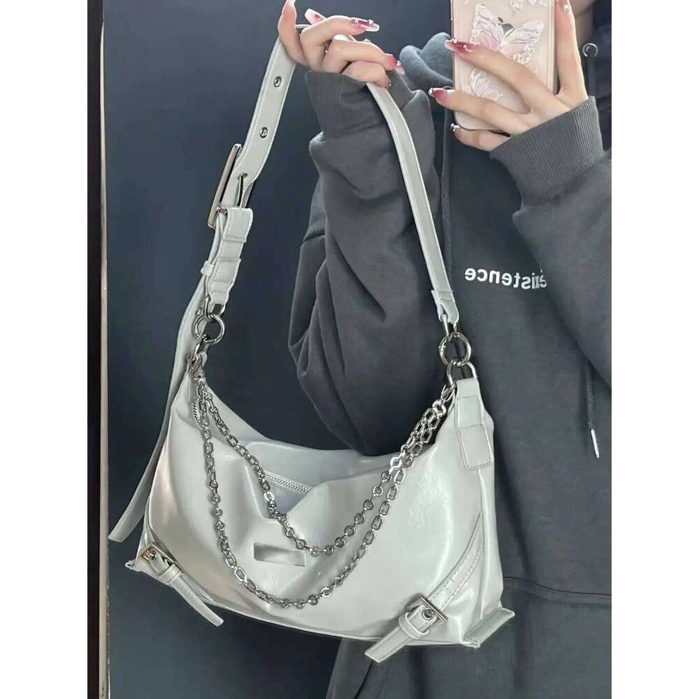 JIAERDI Y2k Vintage Handbags Women 2023 Hot Girls Chains Soft Chic Casual Shoulder Female Retro Haruku White Messenger Bag