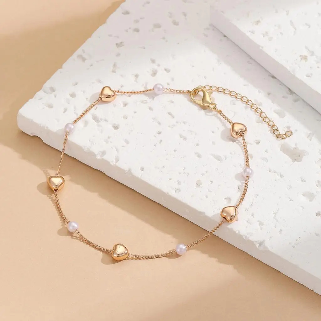 Kinitial Exquisite and fashionable laser plated anklet love and freshwater pearl anklet as an anniversary gift for her 250528