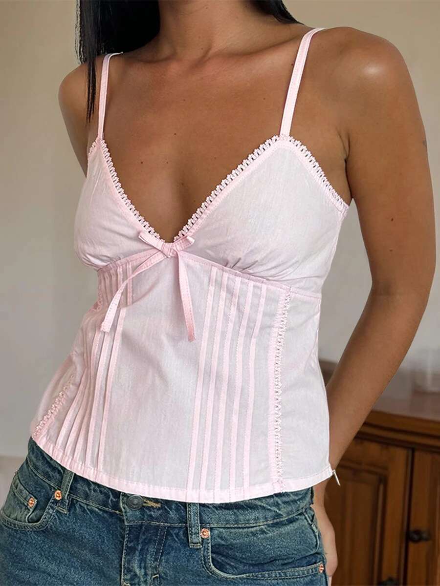 Womens Ruffle Sleeveless Blouse Summer v Neckline Camisole Tank Tops Casual Solid Color Cami Shirt for Ladies