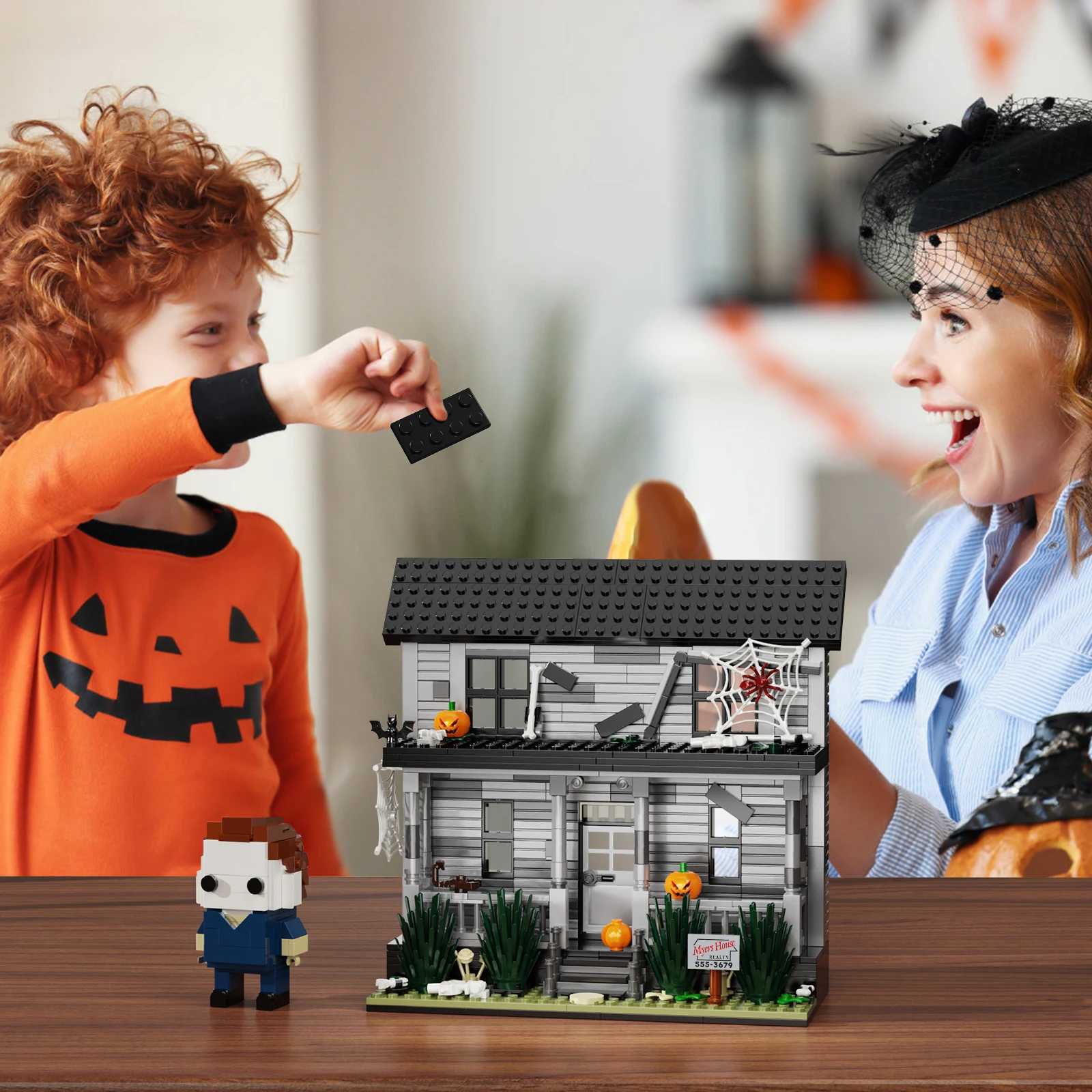Michael Myers Horror House Building Block Toys Scary Movie Architecture Model Building Block Toys Halloween Gift for Kids Adults Z250607